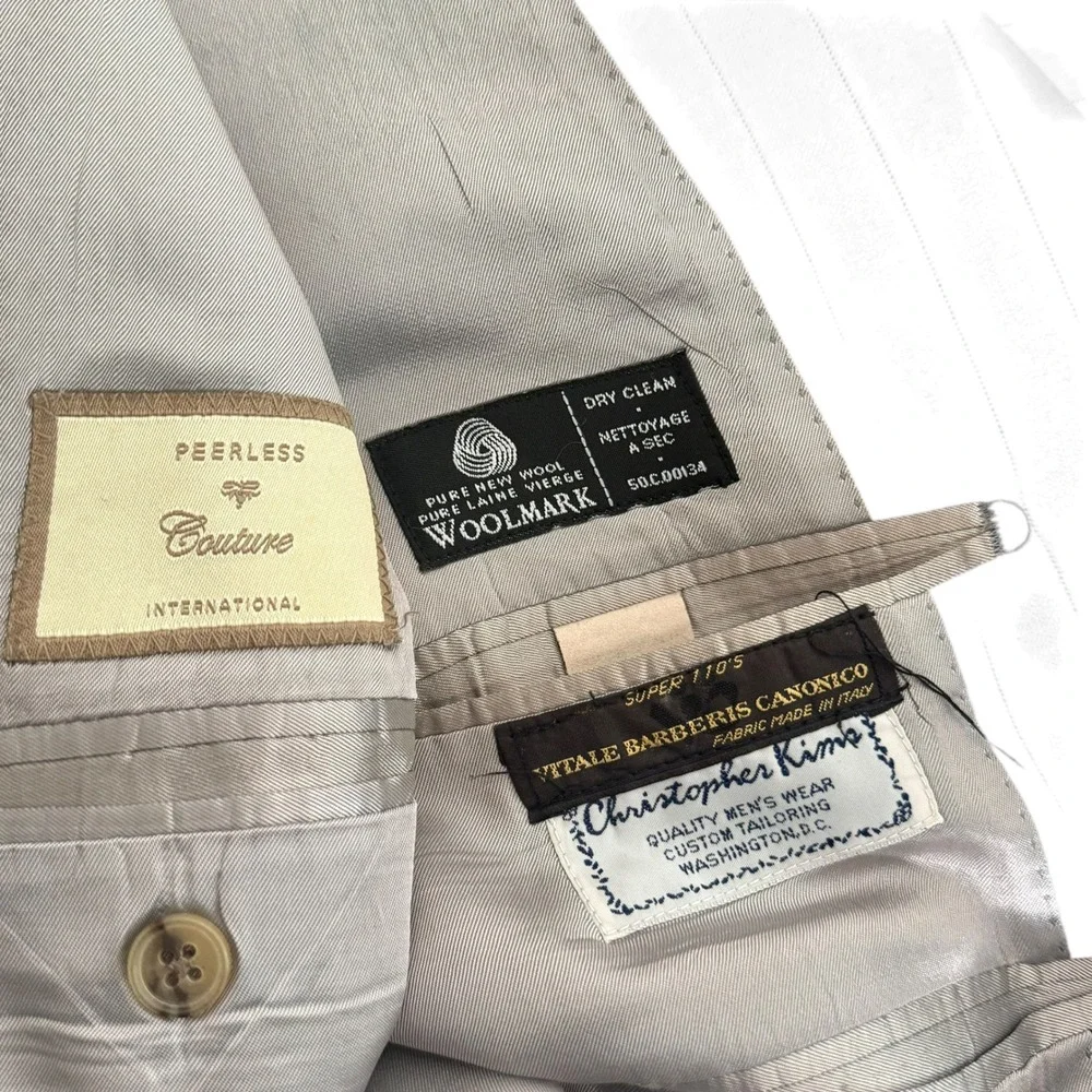 Vitale Barberis Canonico Mens Pinstriped Blazer Suit Jacket Size 50R‎ Super 110s